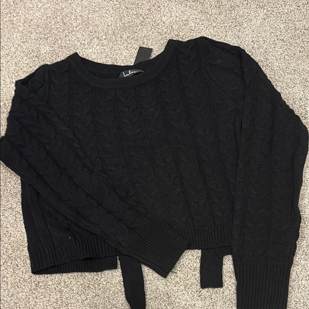 Lulu's Elegant Black Cable Knit Sweater